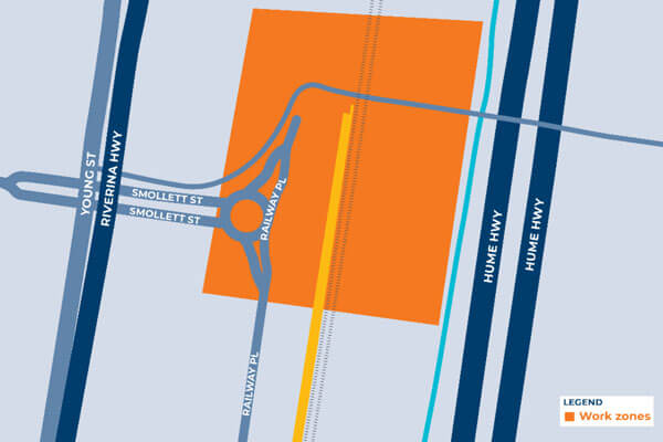 Map of Albury to Illabo Site Investigations Albury Station Jan Feb 2024 