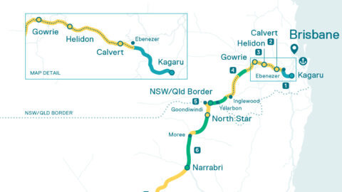 Inland Rail's route stretches 1,600km. The freight rail line connects Melbourne and Brisbane, inland via communities such as Beveridge, Albury, Wagga Wagga, Junee, Illabo Stockinbingal, Parkes, Narromine, Narrabri, North Star, Inglewood, Gowrie, Helidon, Calvert and Kagaru.