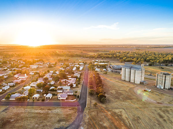 Aerial view of Millmerran town, Queensland.