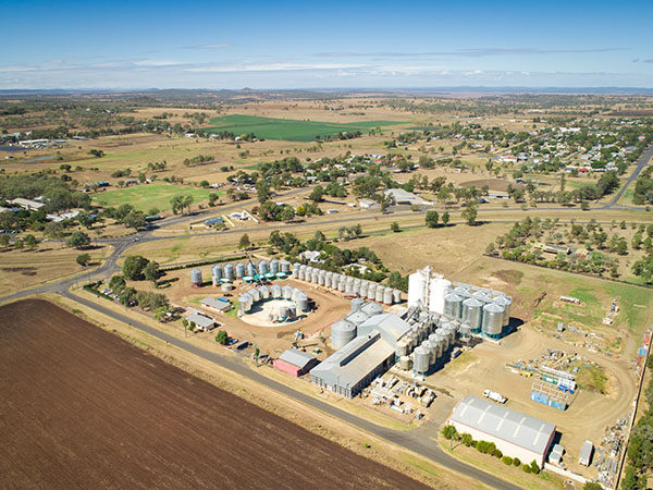 Aerial view of Pittsworth, Queensland.